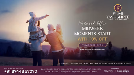 Midweek Moments: Enjoy 10 % Off Your Stay special offer at Sumi Yashshree Hotels